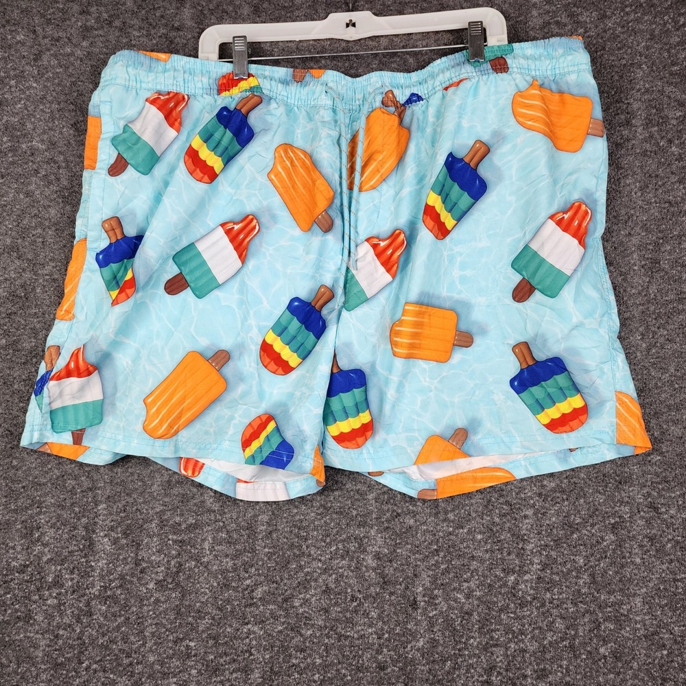 No Boundaries Swim Trunks Men 3XL Blue Popsicle Print Board Shorts Drawstring